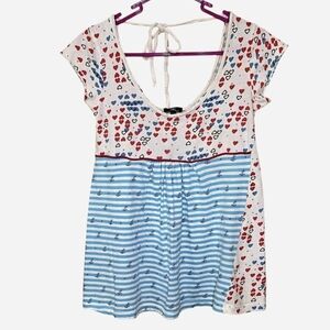 l.e.i. Adorable Babydoll Top, Hearts, Anchors, Vintage, y2k, lei, 90's, Sailor